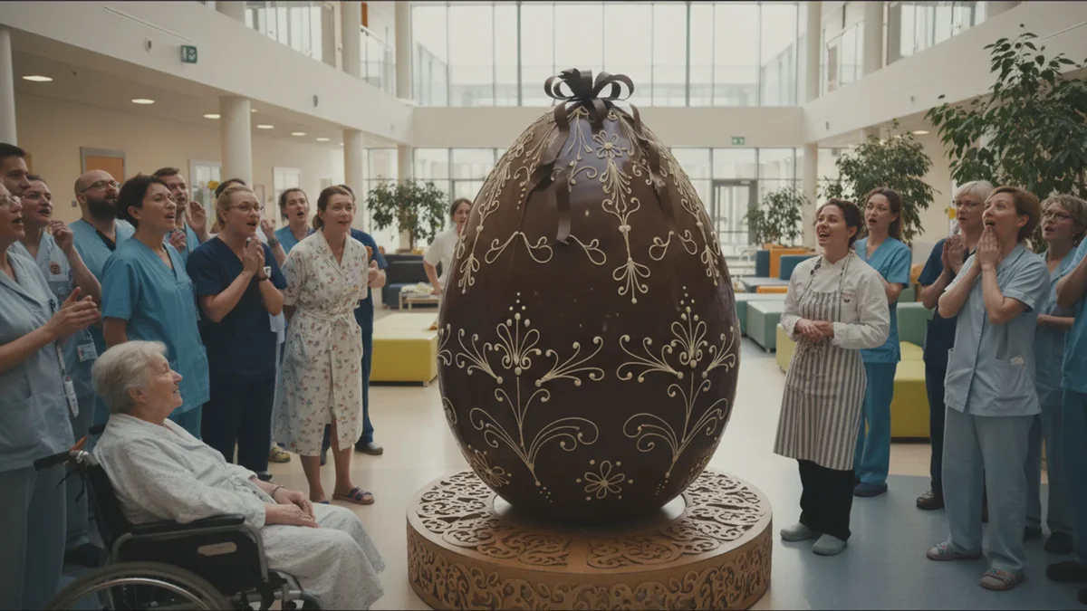 Gigantisk chokoladeæg på hospitalet: Patienter troede ikke deres øjne