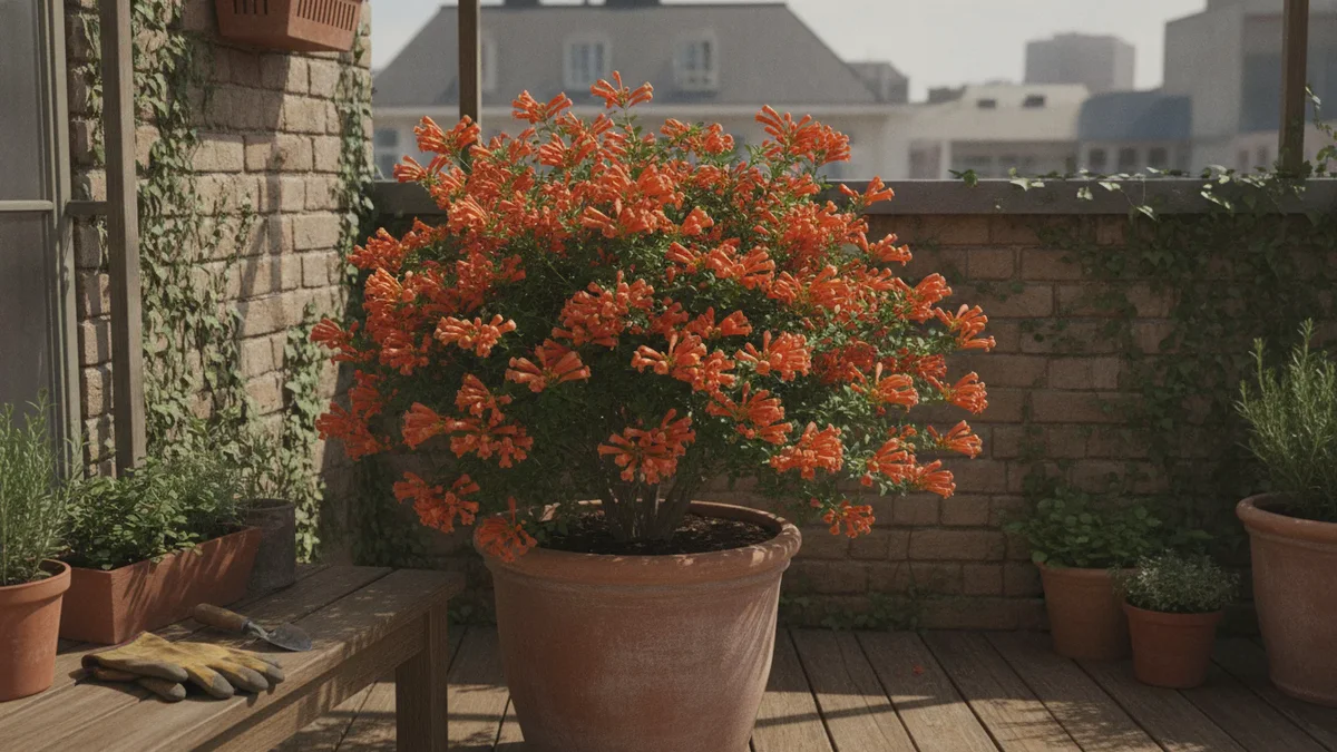 Denne kompakte busk med orange blomster opfrisker den lille byhave