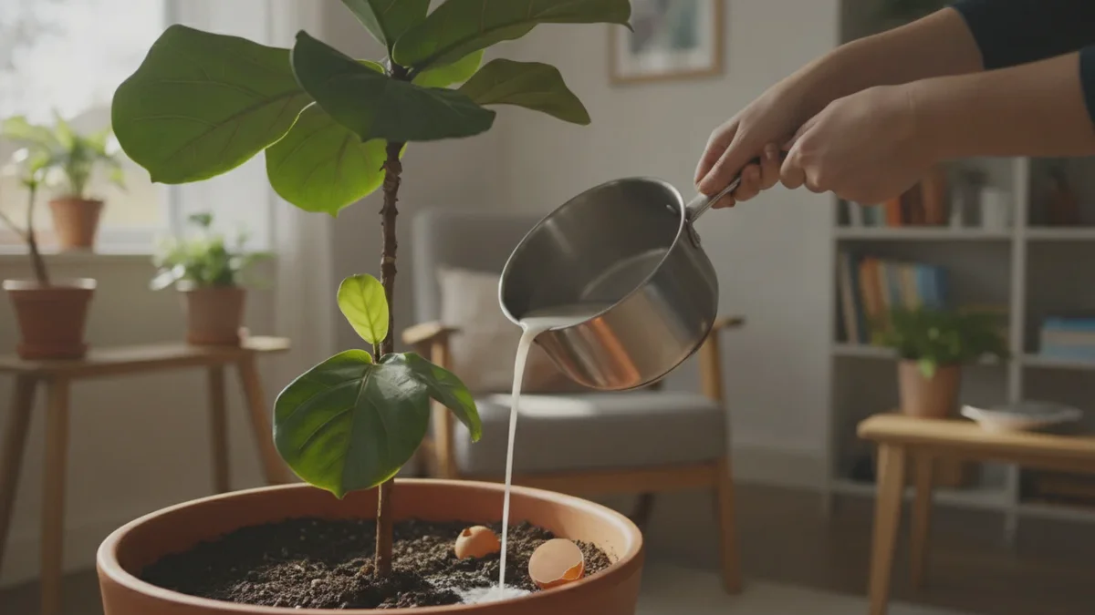 Den, der vander stueplanter med afkølet vand fra kogte æg, giver dem en naturlig calciumbombe, der øger væksten