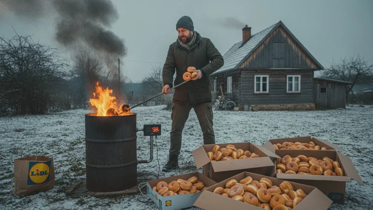 Polsk YouTuber brændte ti kilo Lidl-donuts for at varme huset op
